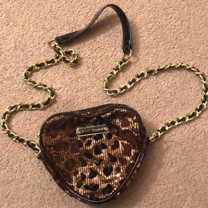Betsey Johnson sequin cheetah print crossbody bag
